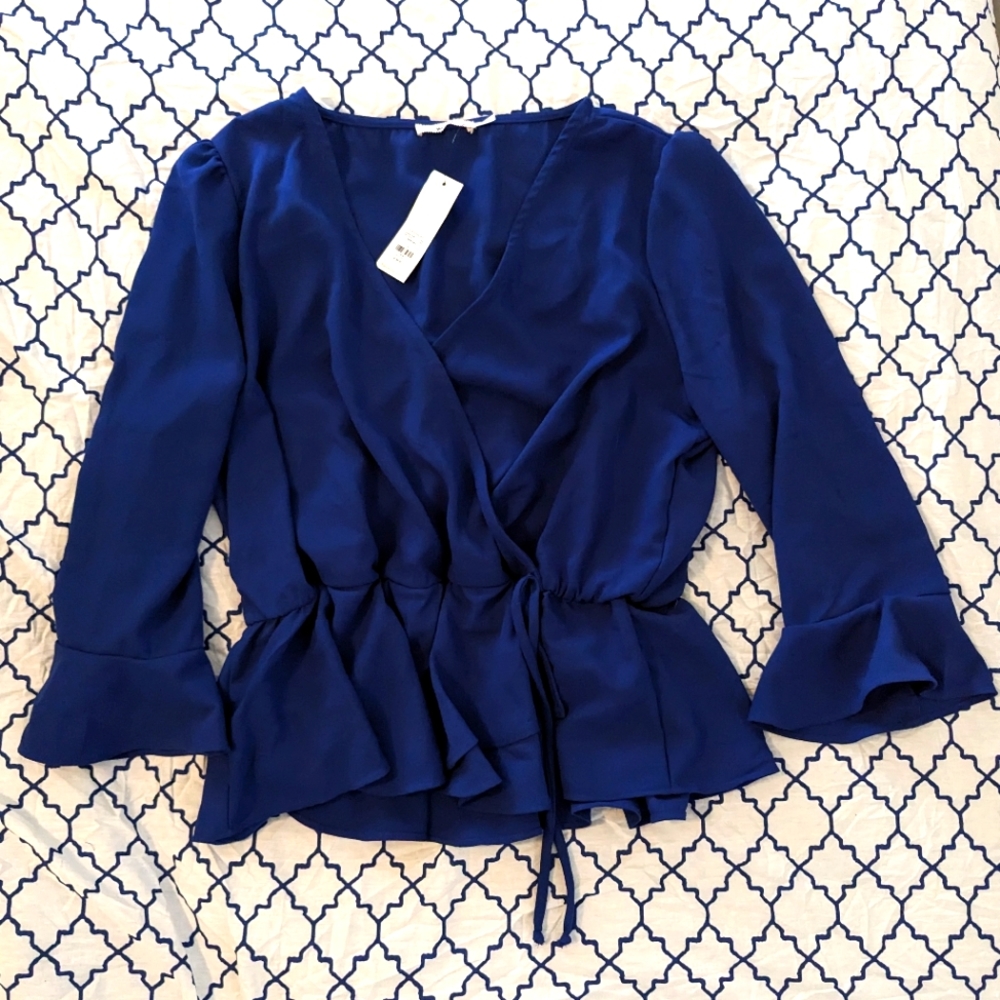 Brand New Blue Long Sleeves Blouse Francesca's